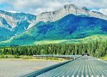 The westbound Canadian along the Athabaska River as it approaches Jasper